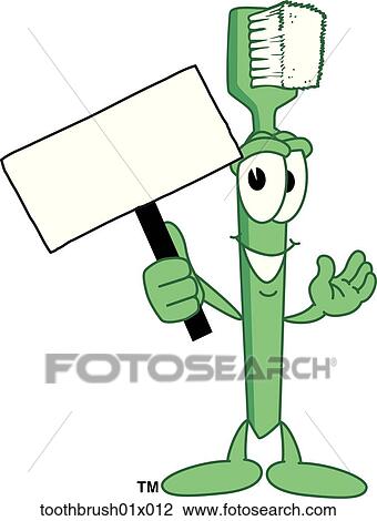 Drawing - Toothbrush With Sign. Fotosearch