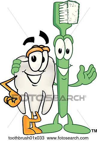 Toothbrush With Tooth View Large Illustration Drawing - Toothbrush With Tooth. Fotosearch
