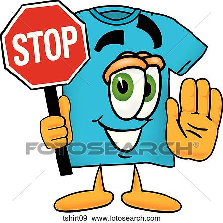 Stock Illustration - TShirt Holding A Stop Sign. Fotosearch