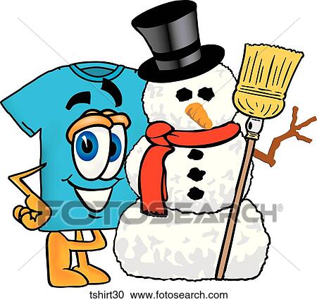 TShirt With Snowman And Santa Hat View Large Illustration Clipart - TShirt With Snowman And Santa Hat. Fotosearch