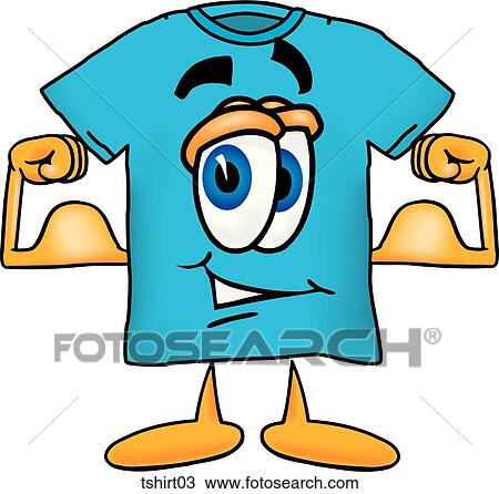 Drawing of TShirt Flexing Muscles tshirt03 - Search Clipart ...