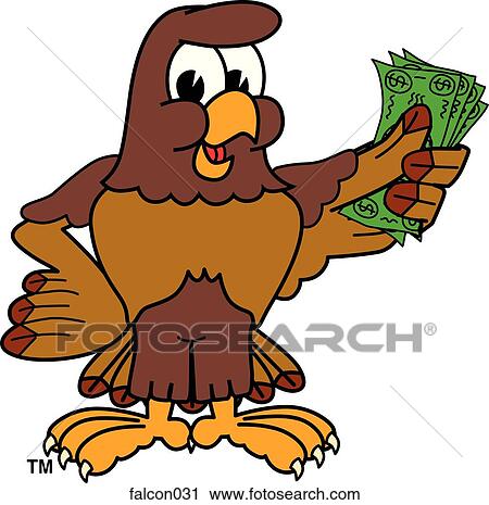 Falcon holding Money View Large Illustration Clip Art - Falcon holding Money. Fotosearch