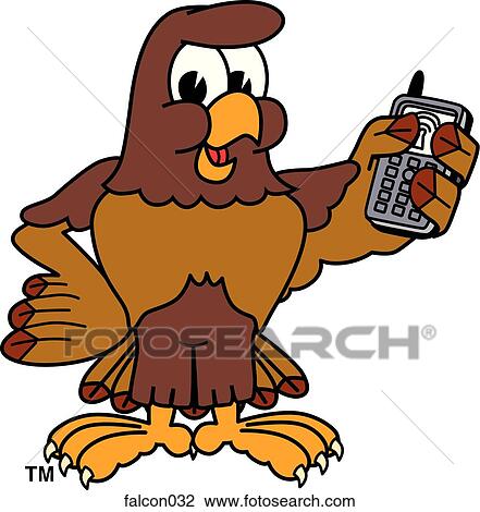 Drawing - Falcon holding Phone. Fotosearch