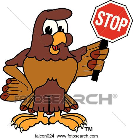 Stock Illustration - Falcon Holding Stop Sign. Fotosearch