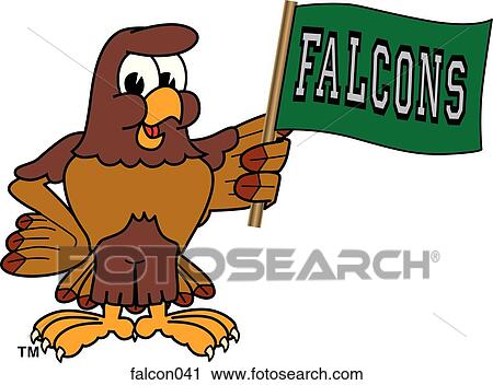 Falcon holding Team Flag View Large Illustration Clip Art - Falcon holding Team Flag. Fotosearch