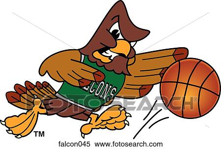 Stock Illustration - Falcon playing Basketball with angry face. Fotosearch