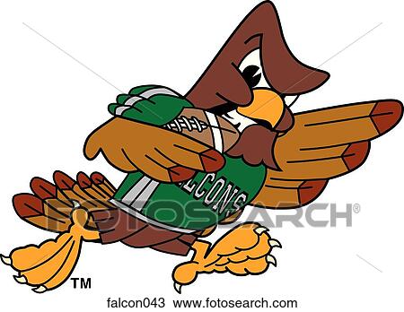 Drawing - Falcon playing Football with angry face. Fotosearch