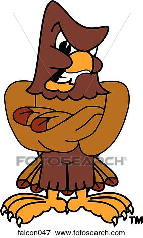 Stock Illustration - Falcon with Arms Crossed with angry face. Fotosearch