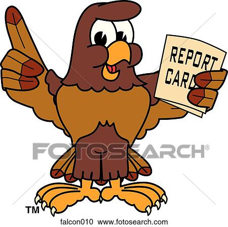 Clipart - Falcon with Report Card. Fotosearch
