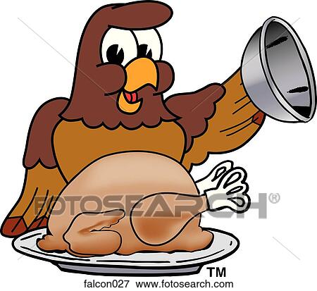 Stock Illustration - Falcon With Thanksgiving Turkey. Fotosearch