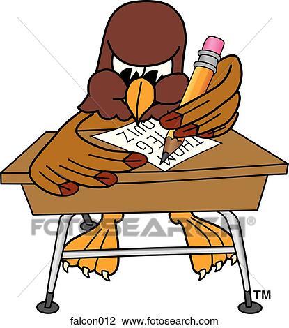 Falcon Writing at Desk View Large Illustration Drawing - Falcon Writing at Desk. Fotosearch
