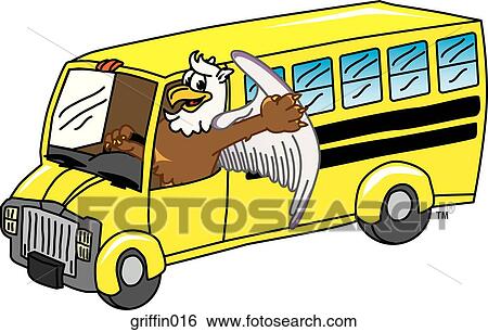 Griffin driving School Bus View Large Illustration Stock Illustration - Griffin driving School Bus. Fotosearch