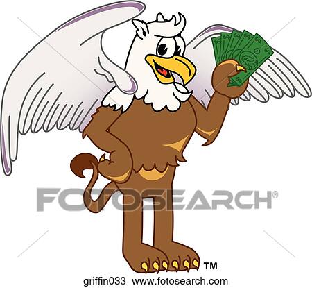 Drawing - Griffin holding Money. Fotosearch