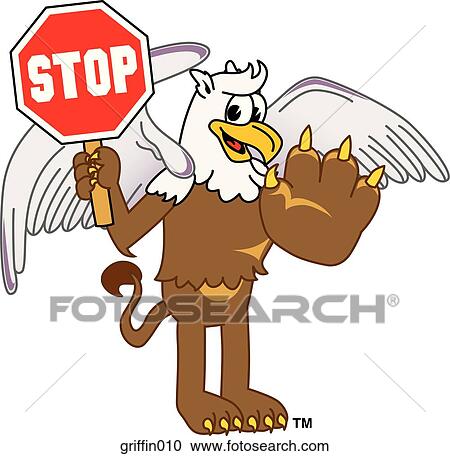Griffin Holding Stop Sign View Large Illustration Clipart - Griffin Holding Stop Sign. Fotosearch