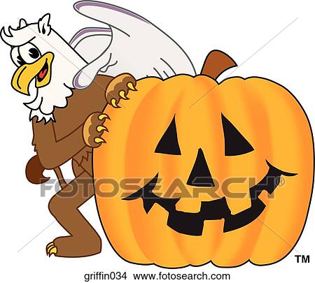 Griffin with Halloween Pumpkin View Large Illustration Stock Illustration - Griffin with Halloween Pumpkin. Fotosearch