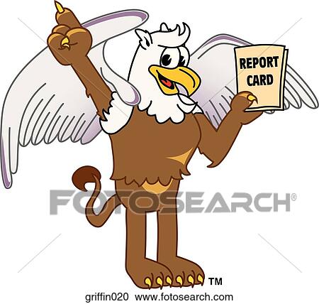 Griffin with Report Card View Large Illustration Clipart - Griffin with Report Card. Fotosearch