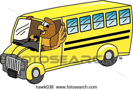 Hawk driving School Bus View Large Illustration Stock Illustration - Hawk driving School Bus. Fotosearch