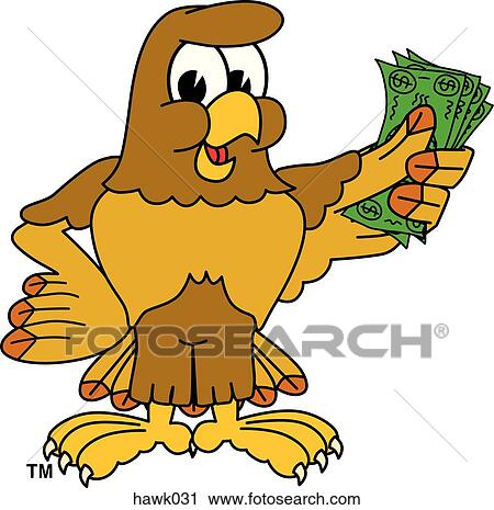 Hawk holding Money View Large Illustration Clip Art - Hawk holding Money. Fotosearch