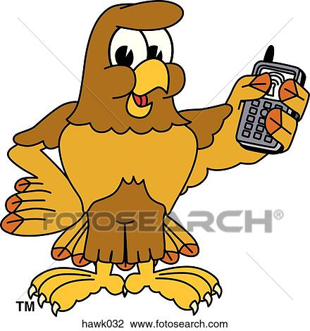 Hawk holding Phone View Large Illustration Drawing - Hawk holding Phone. Fotosearch