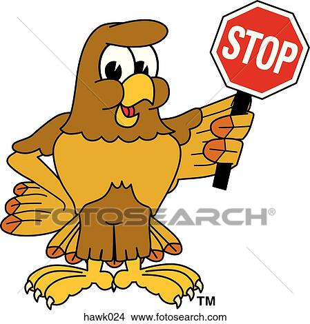 Hawk Holding Stop Sign View Large Illustration Stock Illustration - Hawk Holding Stop Sign. Fotosearch