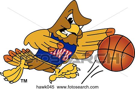 Stock Illustration - Hawk playing Basketball with angry face. Fotosearch
