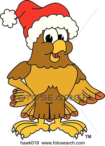Hawk Wearing Santa Hat View Large Illustration Stock Illustration - Hawk Wearing Santa Hat. Fotosearch