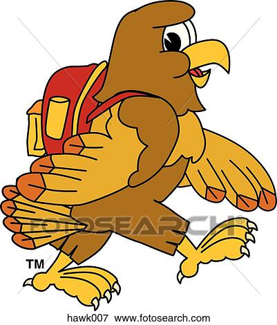 Hawk with Backpack View Large Illustration Stock Illustration - Hawk with Backpack. Fotosearch