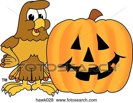 Hawk with Halloween Pumpkin View Large Illustration Stock Illustration - Hawk with Halloween Pumpkin. Fotosearch