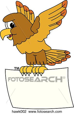 Drawing - Hawk with Sign. Fotosearch