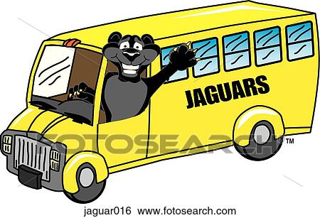 Jaguar driving School Bus View Large Illustration Stock Illustration - Jaguar driving School Bus. Fotosearch