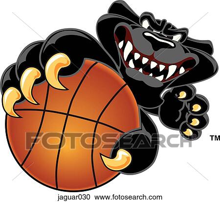 Clipart - Jaguar holding Basketball with angry face. Fotosearch