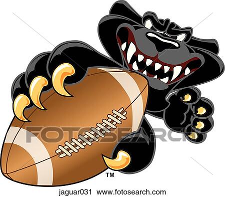 Jaguar holding Football with angry face View Large Illustration Clip Art - Jaguar holding Football with angry face. Fotosearch