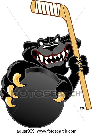 Stock Illustration - Jaguar holding Hockey Puck. Fotosearch