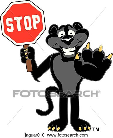 Jaguar Holding Stop Sign View Large Illustration Clipart - Jaguar Holding Stop Sign. Fotosearch