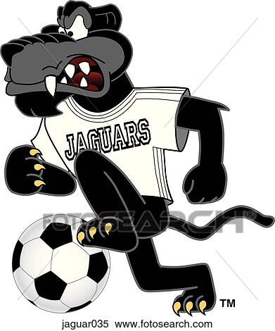 Stock Illustration - Jaguar playing Soccer with angry face. Fotosearch