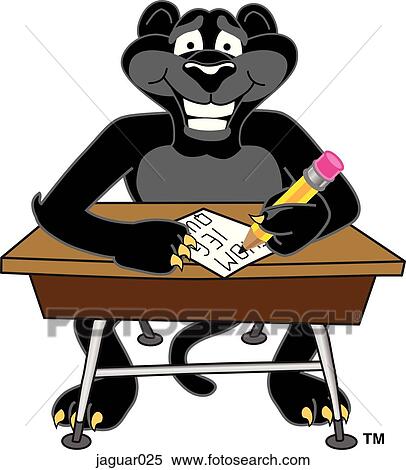 Jaguar Writing at Desk View Large Illustration Stock Illustration - Jaguar Writing at Desk. Fotosearch
