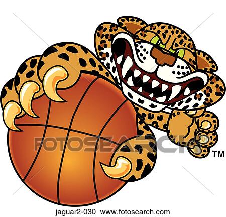 Jaguar 2 holding Basketball with angry face View Large Illustration Clipart - Jaguar 2 holding Basketball with angry face. Fotosearch