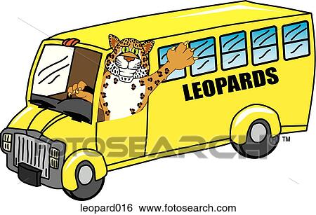 Leopard driving School Bus View Large Illustration Stock Illustration - Leopard driving School Bus. Fotosearch