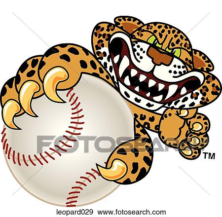 Stock Illustration - Leopard holding Baseball with angry face. Fotosearch