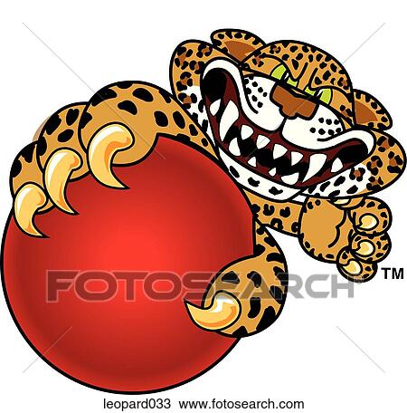 Leopard holding Dodgeball with angry face View Large Illustration Drawing - Leopard holding Dodgeball with angry face. Fotosearch