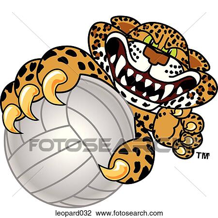 Leopard holding Volleyball with angry face View Large Illustration Drawing - Leopard holding Volleyball with angry face. Fotosearch