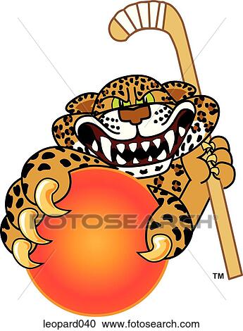 Clipart - Leopard playing Field Hockey. Fotosearch