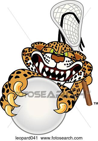 Clip Art - Leopard playing Lacrosse. Fotosearch