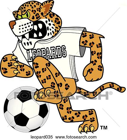 Stock Illustration - Leopard playing Soccer with angry face. Fotosearch