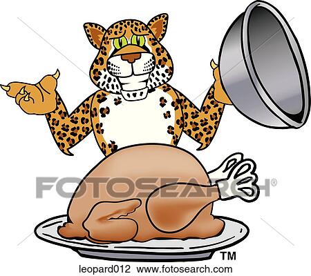 Leopard With Thanksgiving Turkey View Large Illustration Drawing - Leopard With Thanksgiving Turkey. Fotosearch