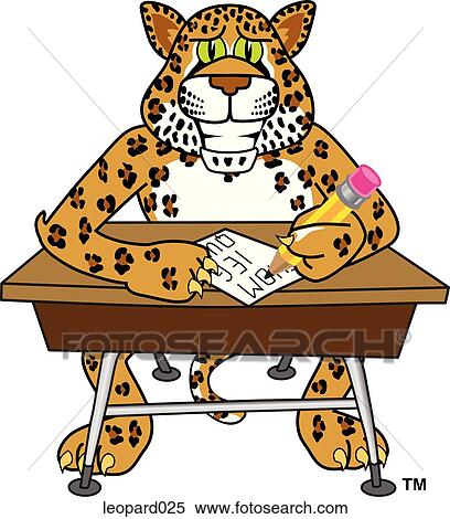 Leopard Writing at Desk View Large Illustration Stock Illustration - Leopard Writing at Desk. Fotosearch
