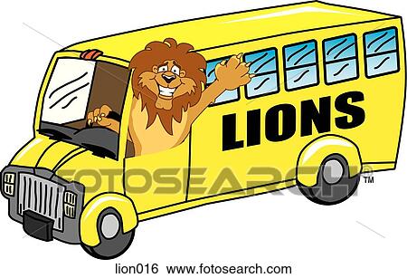 Lion driving School Bus View Large Illustration Stock Illustration - Lion driving School Bus. Fotosearch