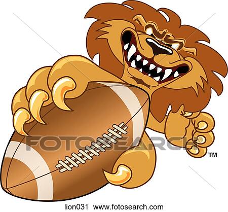 Lion holding Football with angry face View Large Illustration Clip Art - Lion holding Football with angry face. Fotosearch