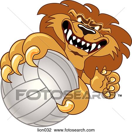 Lion holding Volleyball with angry face View Large Illustration Drawing - Lion holding Volleyball with angry face. Fotosearch