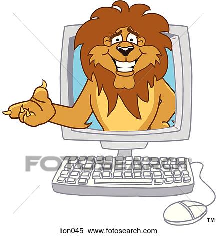 Lion in Computer View Large Illustration Stock Illustration - Lion in Computer. Fotosearch